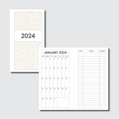 Personal Wide Rings Size | 2024 Monthly Expense Calendar Printable Insert