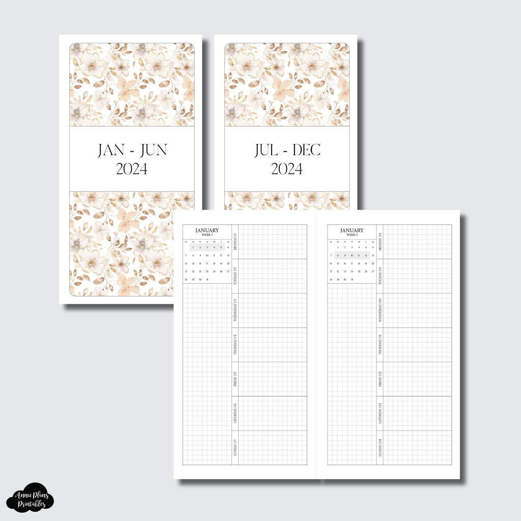 Standard TN Size | 2024 Week on 1 Page GRID with Calendar Printable In