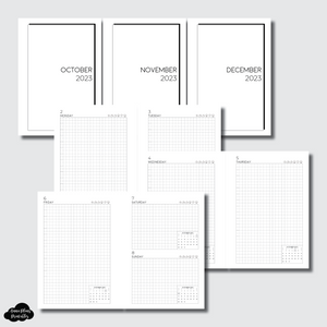 A6 Rings Size | OCT - DEC 2023 EASY GRID DAILY Printable Insert