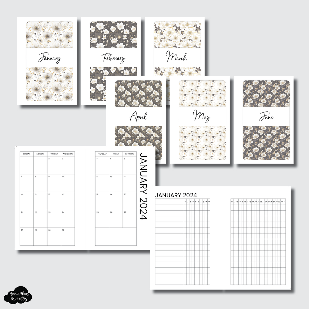 Pocket Rings Size | JAN - JUN 2024 Monthly Calendar + Tracker Printabl ...