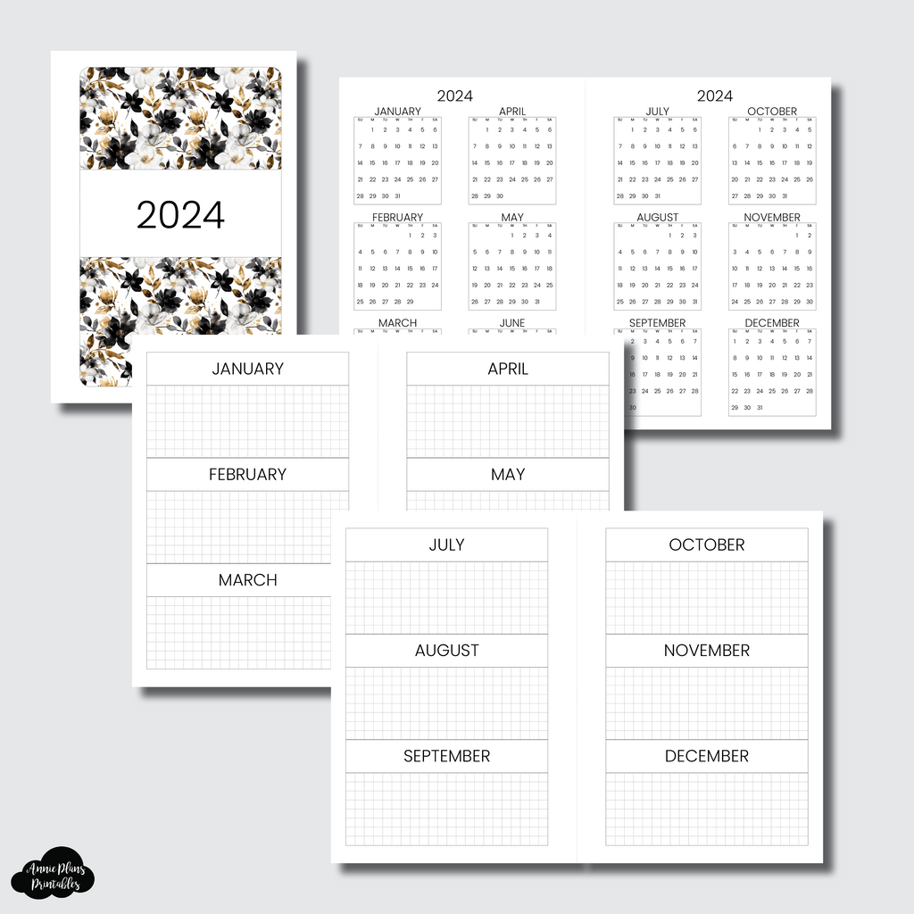 Passport TN Size | 2024 Year at a Glance on 2 Pages Printable Insert ...