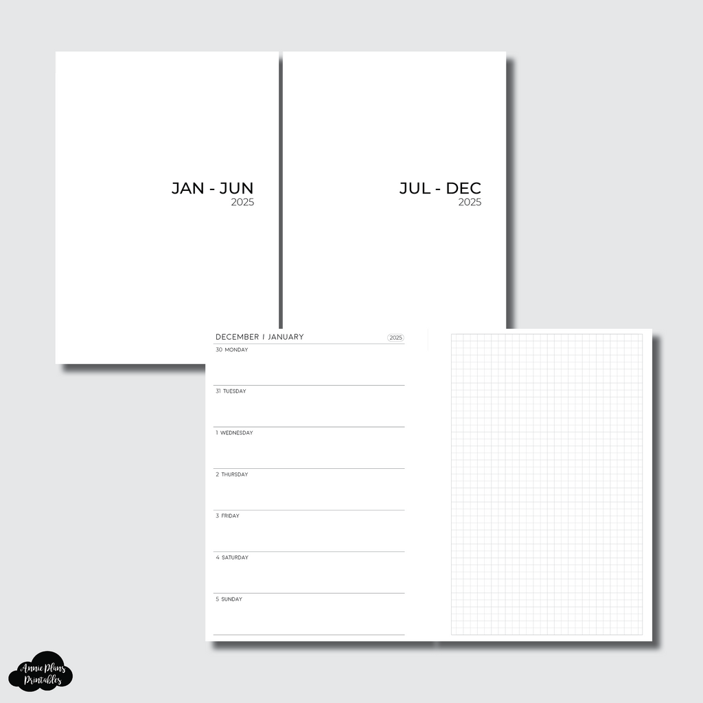 Personal Wide Rings Size | 2025 Horizontal Week on 1 Page + GRID Print ...