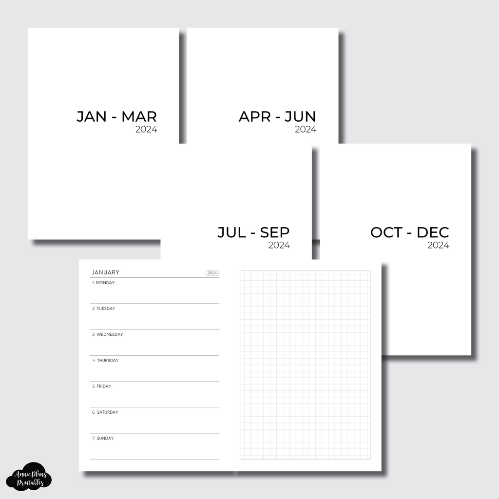 Passport TN Size | 2024 NEW Horizontal Week on 1 Page + GRID Printable ...