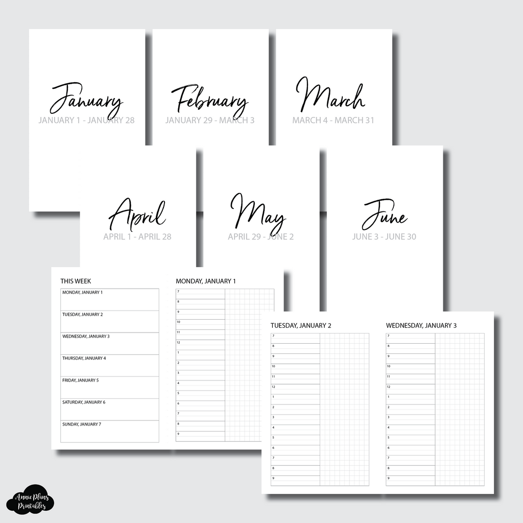 Pocket TN Size | JAN - JUN 2024 Bundle: Weekly/Daily TIMED Printable I ...