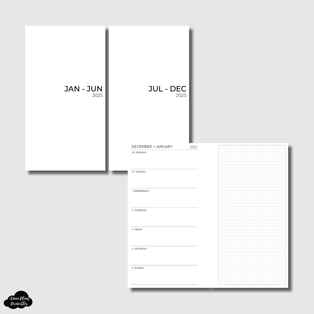 Personal Rings Size | 2025 Horizontal Week on 1 Page + GRID Printable ...