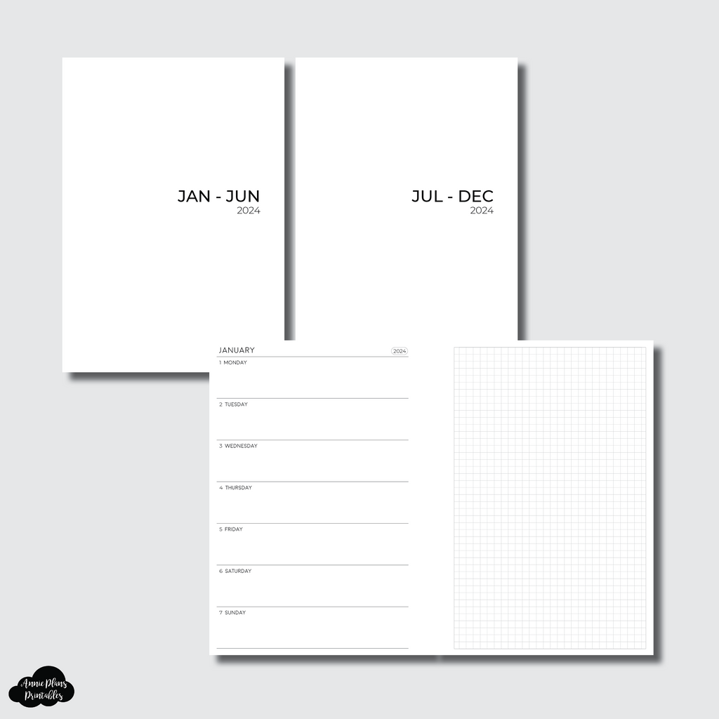 Personal Wide Rings Size | 2024 NEW Horizontal Week on 1 Page + GRID P ...