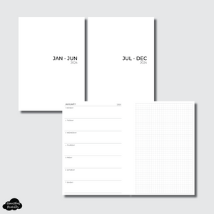 Personal Wide Rings Size | 2024 NEW Horizontal Week on 1 Page + GRID Printable Insert