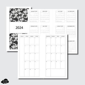 B6 Slim TN Size | 2024 Minimalist Monthly Calendar (SUNDAY Start) PRINTABLE INSERT