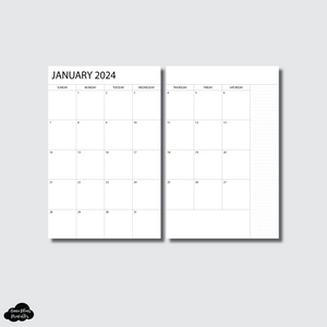 A5 Notebook Size | 2024 Monthly Printable Insert