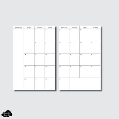 A6 Notebook Size | 2024 Minimalist Monthly Printable Insert