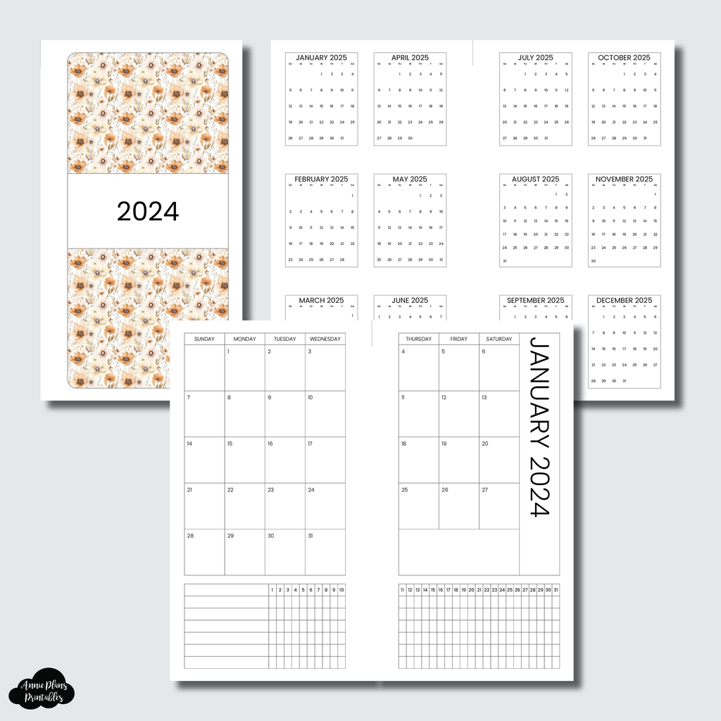 Personal Rings Size | 2024 Monthly Calendar (SUNDAY Start) + TRACKER O ...