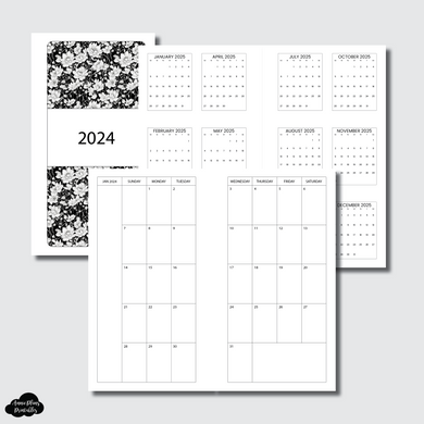 Half Letter Rings Size | 2024 Minimalist Monthly Calendar (SUNDAY Start) PRINTABLE INSERT