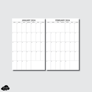 A5 Notebook Size | 2024 Single Page Monthly Printable Insert
