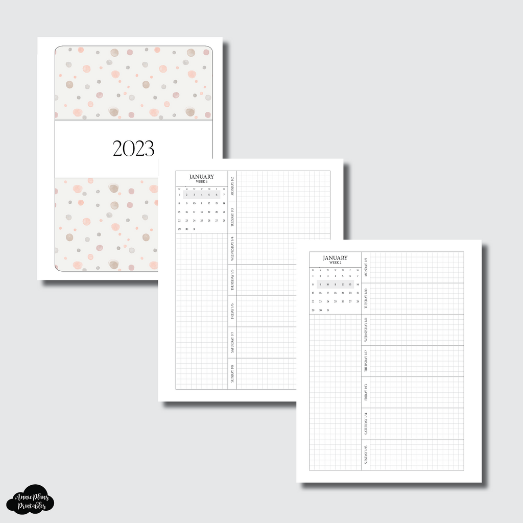 Mini HP Size | 2023 Week on 1 Page GRID with Calendar Printable Insert ...