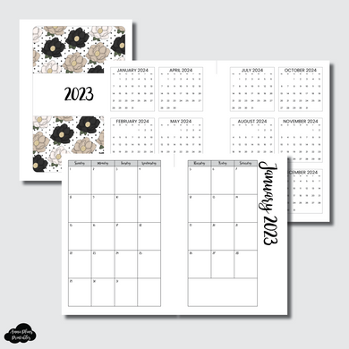 A5 Wide Rings Size | 2023 CLASSIC FONT Monthly Calendar (SUNDAY Start) PRINTABLE INSERT