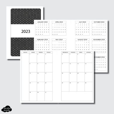 B6 Slim TN Size | 2023 Minimalist Monthly Calendar (SUNDAY Start) PRINTABLE INSERT