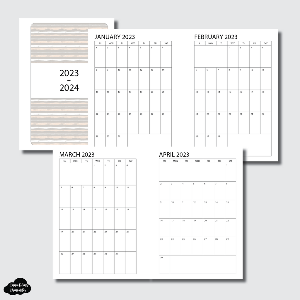 A5 Wide Rings Size | 2023 - 2024 SINGLE PAGE Monthly Printable Insert ...