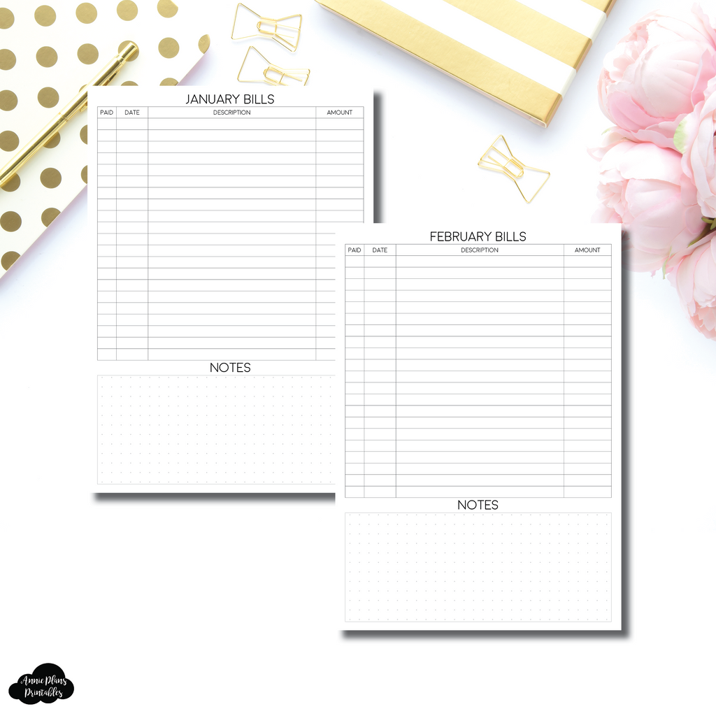 TIP IN B6 Size | Monthly Bills Tip In Printable – AnniePlansPrintables, LLC