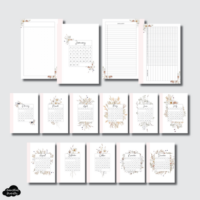 A6 TN Size | 2023 Floral Monthly Dashboards Printable Insert