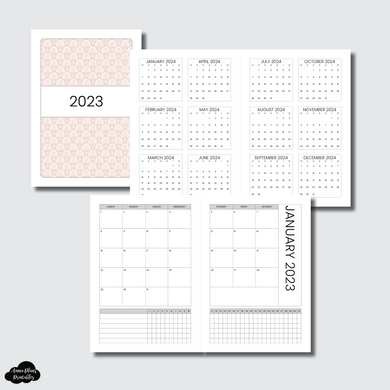 A5 Wide Rings Size | 2023 Monthly Calendar (SUNDAY Start) + TRACKER ON 2 PAGES PRINTABLE INSERT