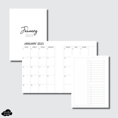 Half Letter Rings Size | 2023 Monthly With Cover & Notes Page Printable Insert