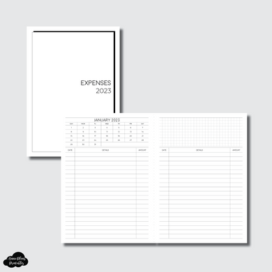 B6 AE x APP Size | 2023 Monthly Expense Calendar Printable Insert