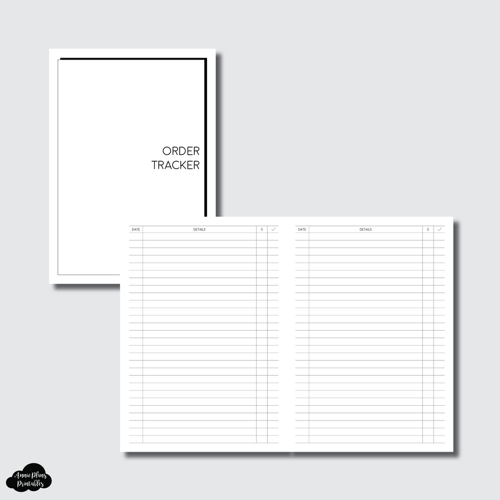 B6 AE x APP Size | Basic Order Tracker Printable Insert ...