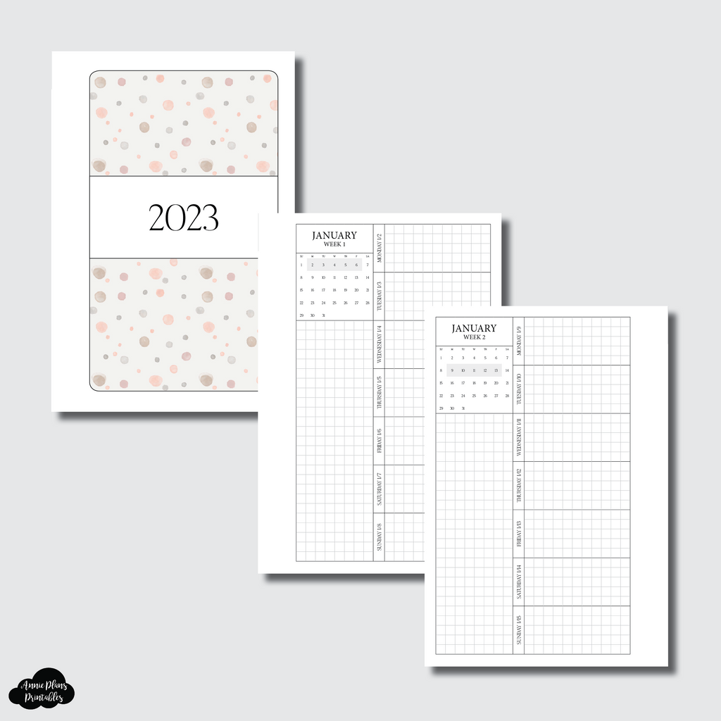 Pocket Plus Rings Size | 2023 Week on 1 Page GRID with Calendar Printa ...