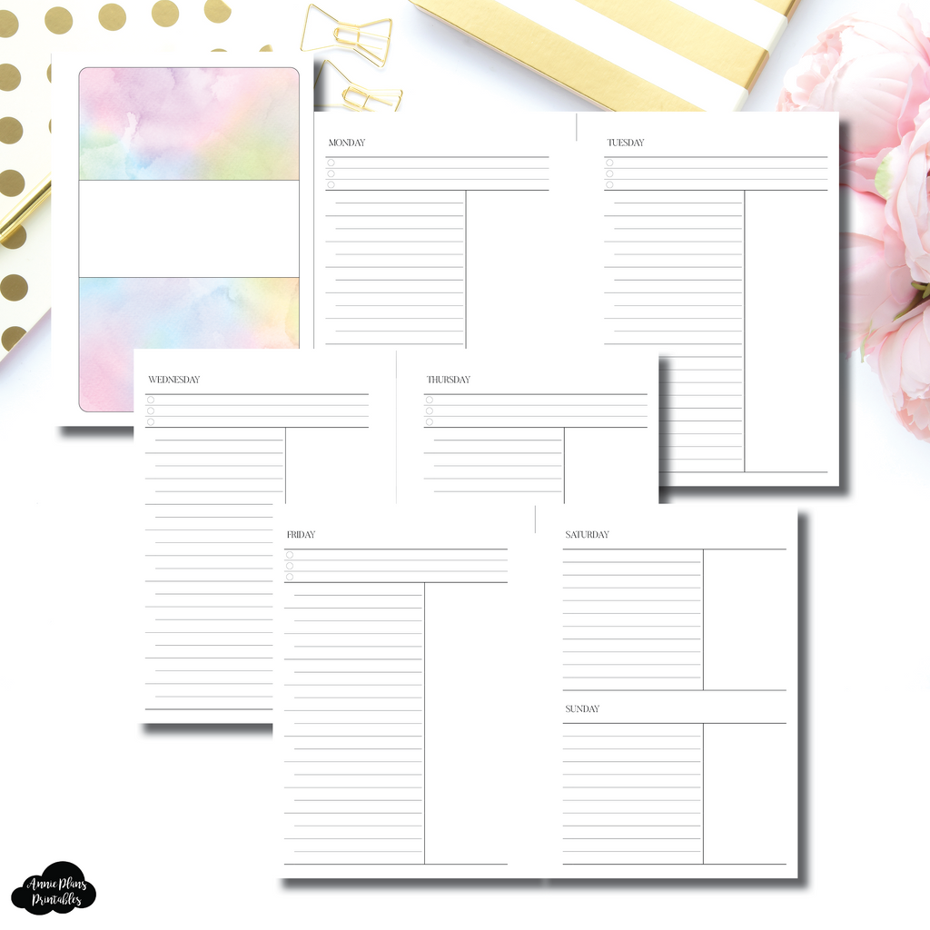 Personal Wide Rings Size | Undated Simple Daily Layout Printable Inser ...