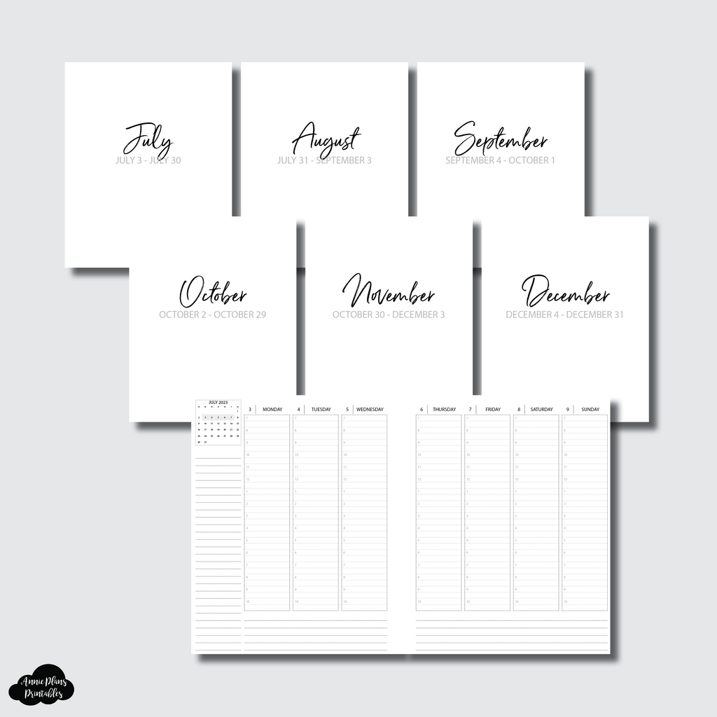 A5 Wide Rings Size | JUL - DEC 2023 TIMED Weekly Vertical Printable In ...