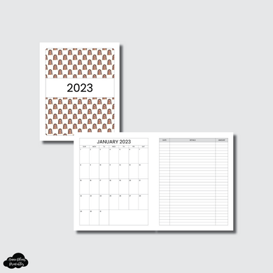 A5 Wide Rings Size | 2023 Monthly Expense Calendar Printable Insert