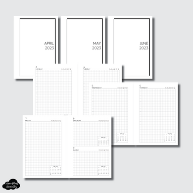 A6 Rings Size | APR - JUN 2023 EASY GRID DAILY Printable Insert