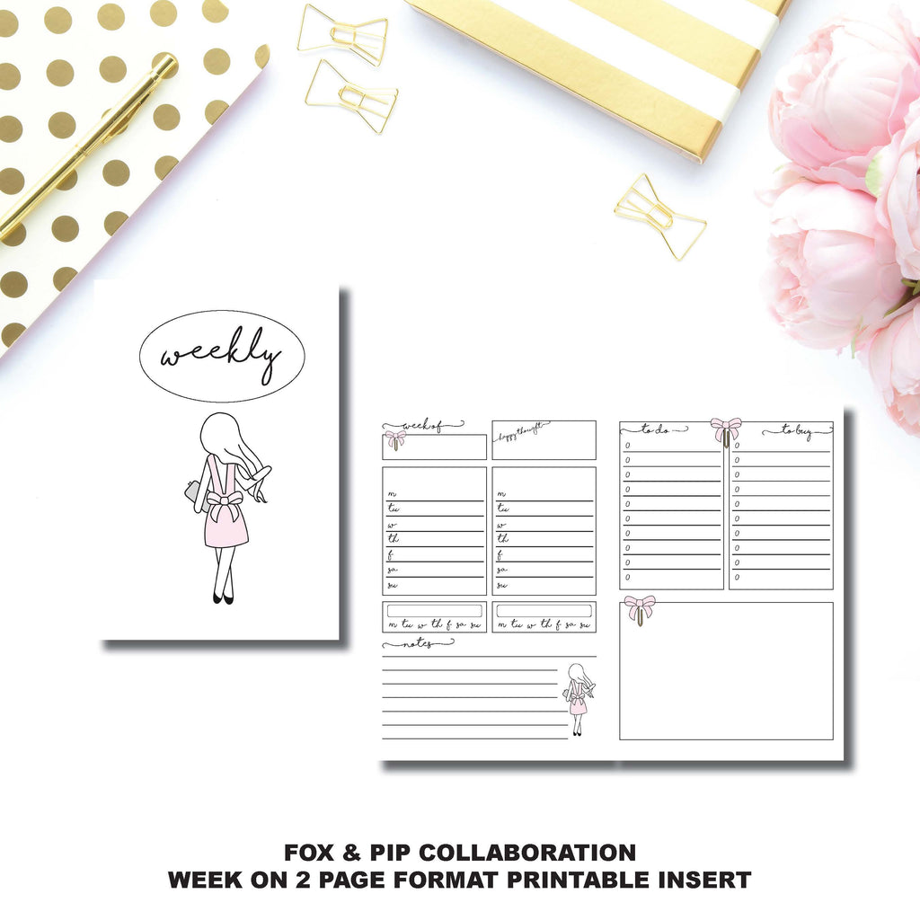 B6 TN Size | FOX&amp;PIP Collaboration - Week on 2 Page Printable Insert ...