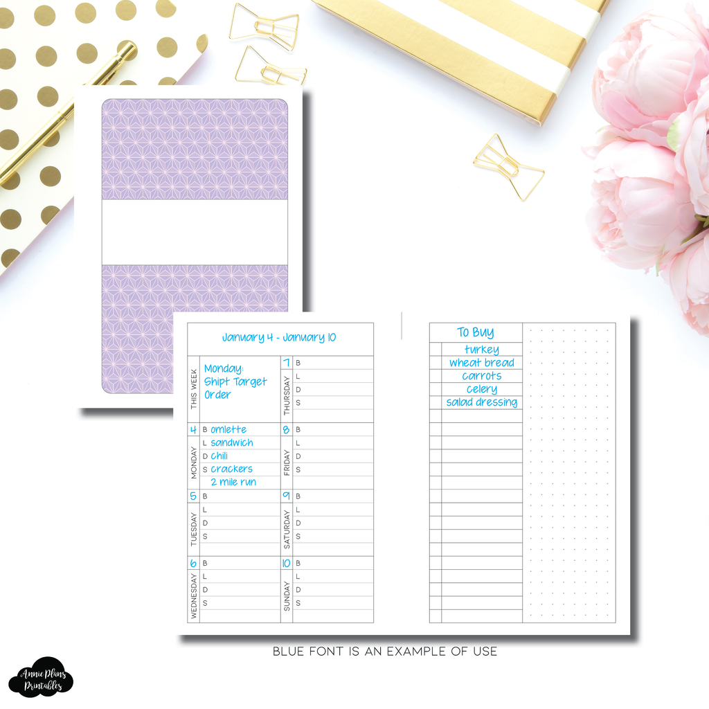 Pocket Plus Rings Size | MEAL TRACKER + LIST PRINTABLE INSERT ...