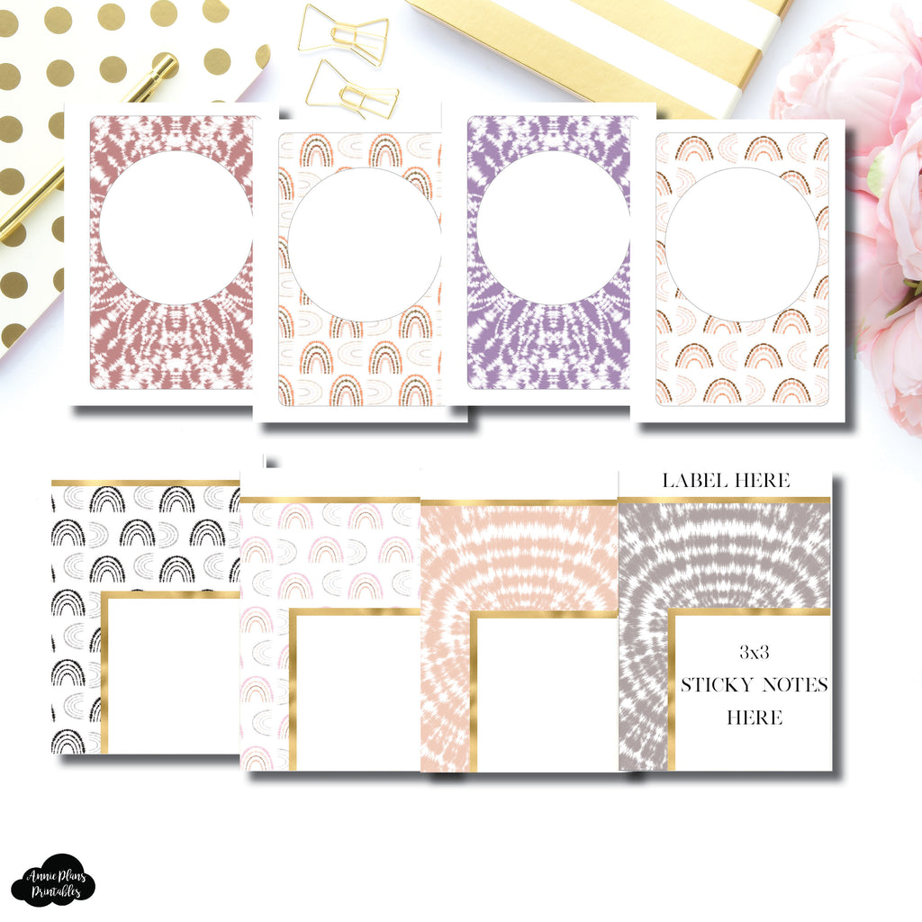 A5 Wide Rings Size | Boho Rainbow Covers + Sticky Note Dashboards Prin ...