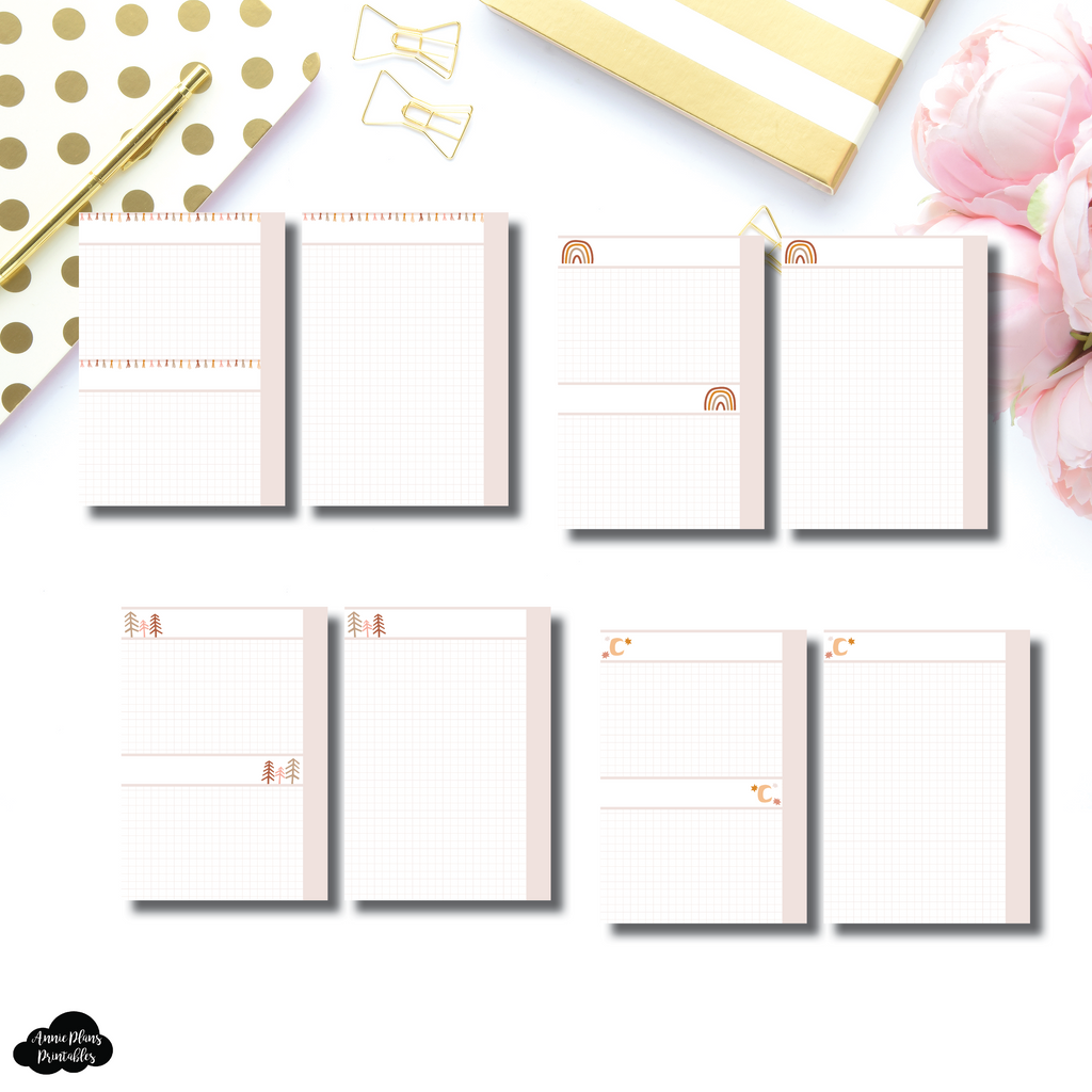 A5 Rings Size | Boho Winter Grid Printable Insert ...