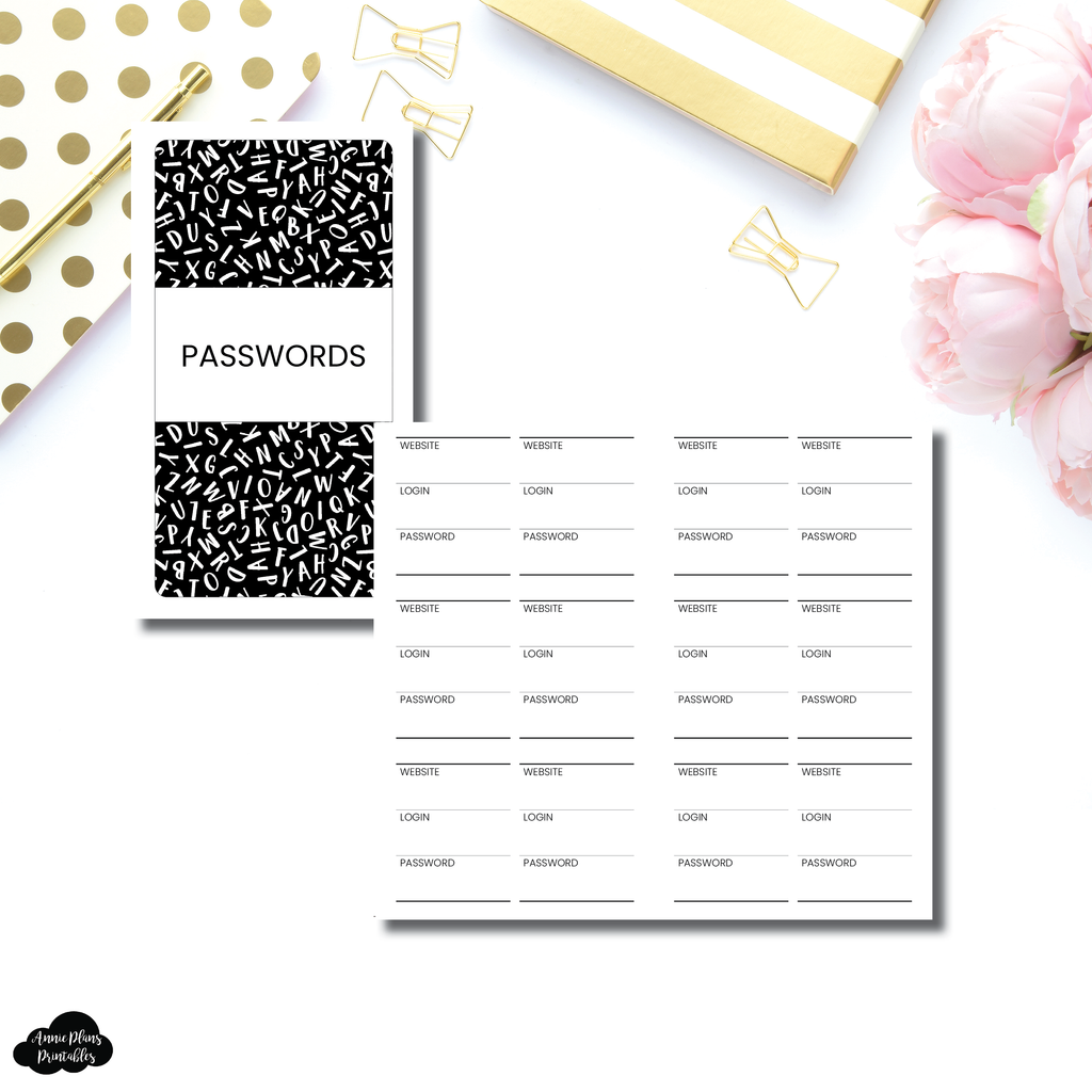 Personal TN SIZED | PASSWORD TRACKER Printable Insert ...