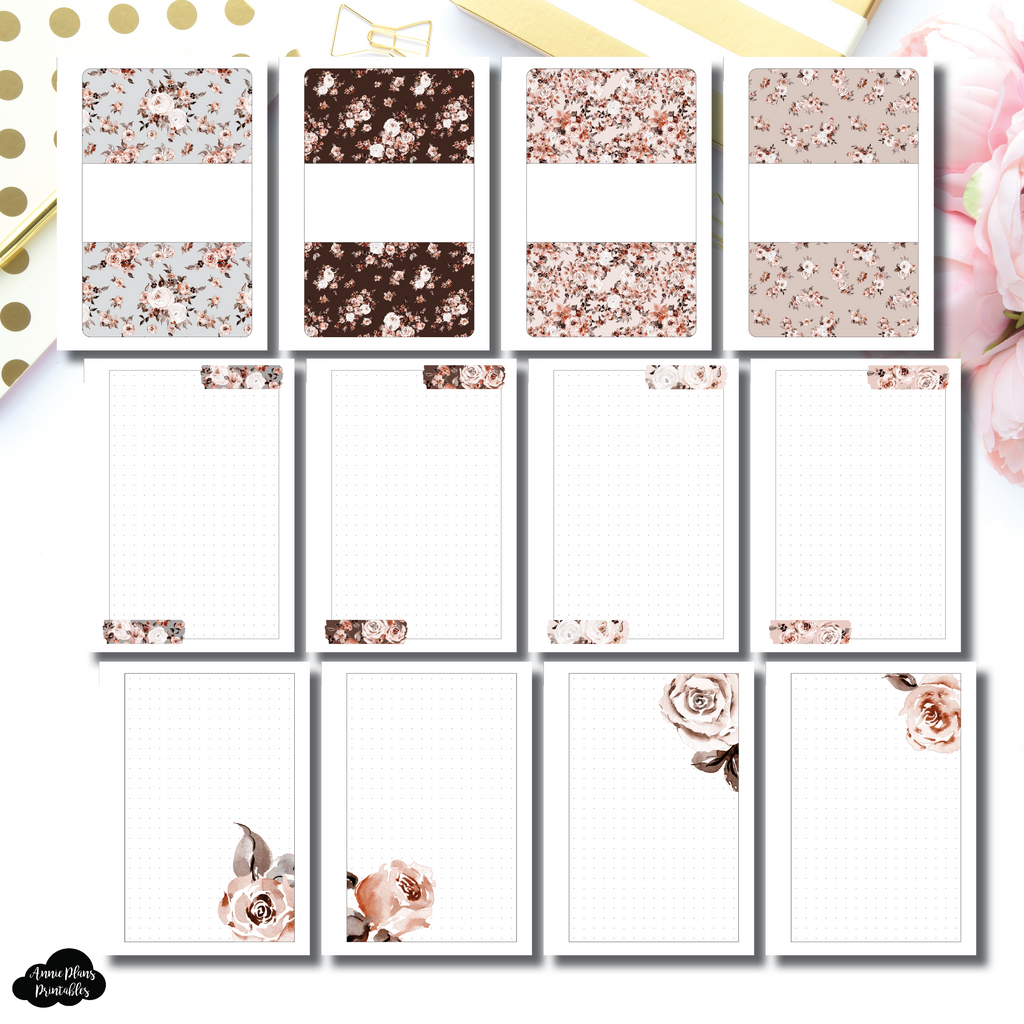 FC Rings Size | Rustic Floral Washi Notes Printable Insert ...
