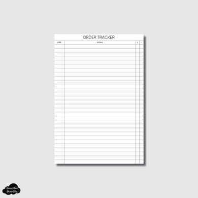 B6 Notebook Size | Order Tracker Printable Insert