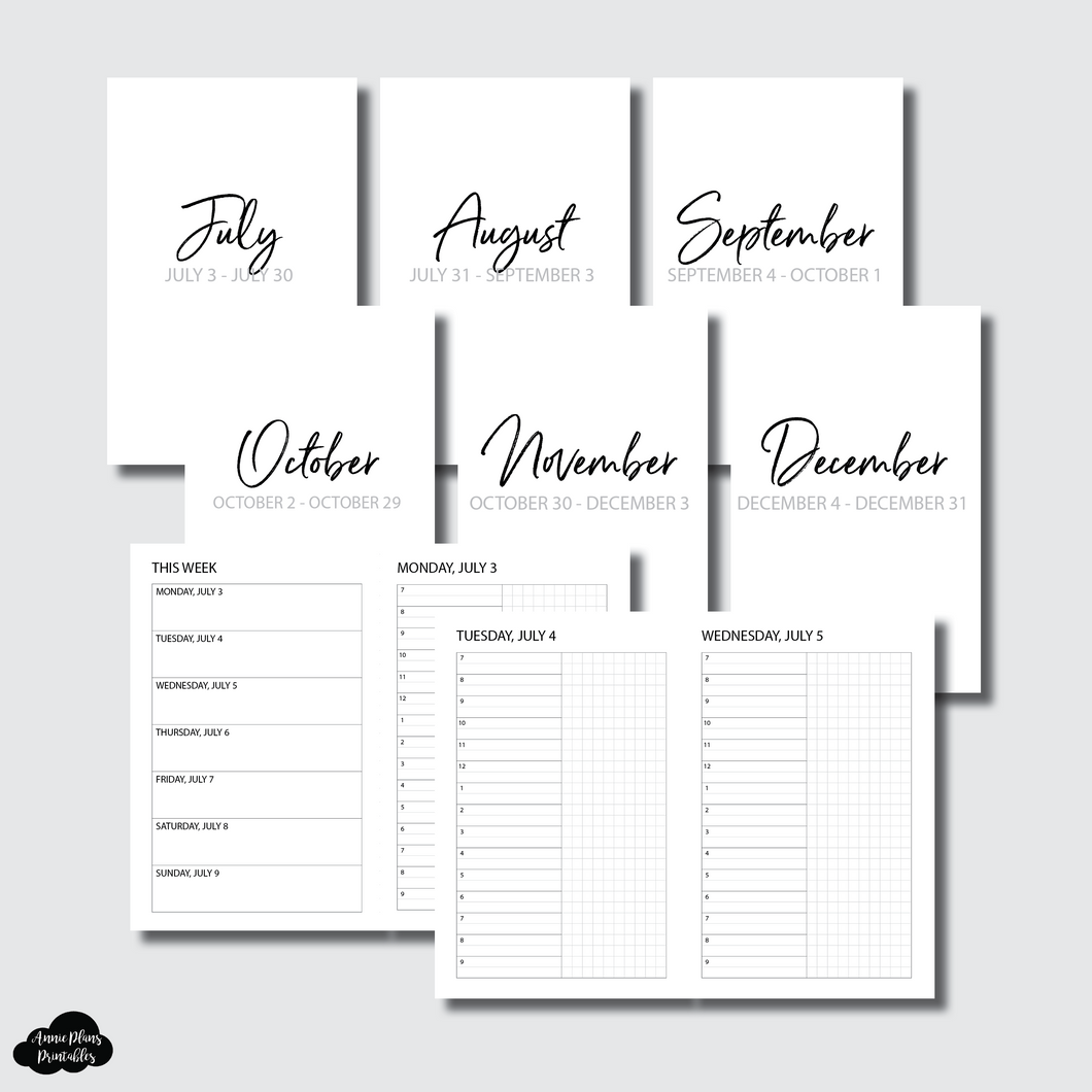 Pocket TN Size | JUL - DEC 2023 Bundle: Weekly/Daily TIMED Printable Insert