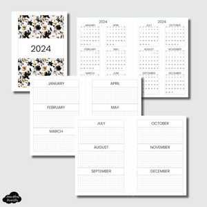 Personal Wide Rings Size | 2024 Year at a Glance on 2 Pages Printable Insert