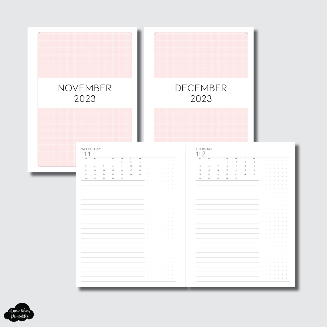 Column Calendar B6 Rings Size | 2023 NOV-DEC Full Month Daily DOT GRID COLUMN + CALEND ...
