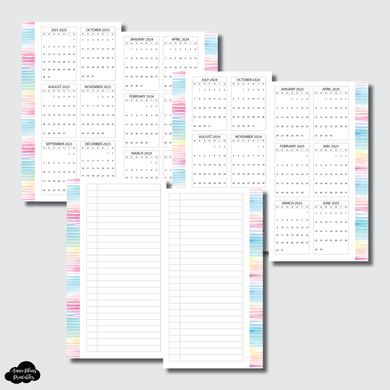 Personal Rings Rings Size | 2023 - 2025 Academic Yearly [RAINBOW] Overviews Printable Insert