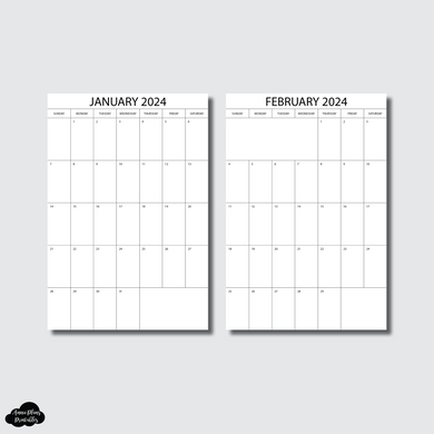 A6 Notebook Size | 2024 Single Page Monthly Printable Insert