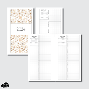 Personal Rings Size | 2024 Week on 1 Page GRID with Calendar Printable Insert