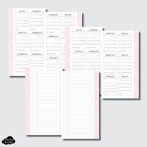Personal Rings Rings Size | 2023 - 2025 Academic Yearly [PINK COMPOSITION] Overviews Printable Insert