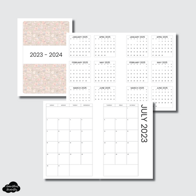 Personal Wide Rings Size | 2023 - 2024 SIMPLE FONT Academic Monthly Calendar (SUNDAY Start) PRINTABLE INSERT