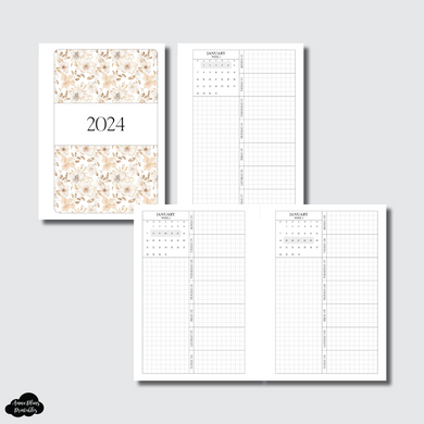 A6 Rings Size | 2024 Week on 1 Page GRID with Calendar Printable Insert