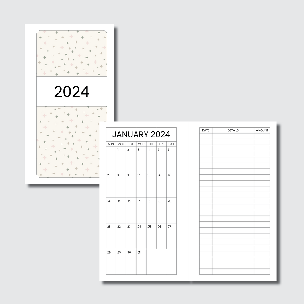 Personal Wide Rings Size | 2024 Monthly Expense Calendar Printable Insert