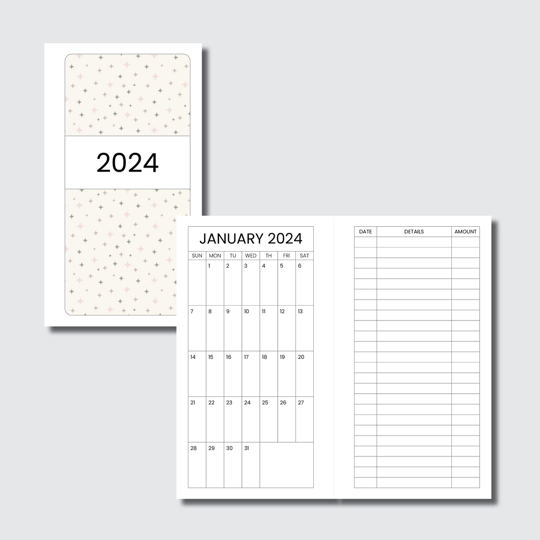 A6 Rings Size | 2024 Monthly Expense Calendar Printable Insert